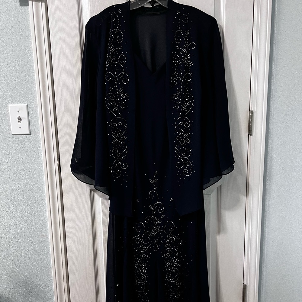 Navy Blue Formal Dress with Shrug
